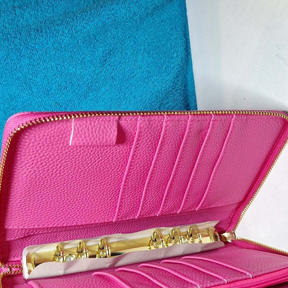 A6 Personal Binder, A6 Cash Stuffing Wallet Quilted Hot Pink Zipper Planner NEW - Picture 4 of 7